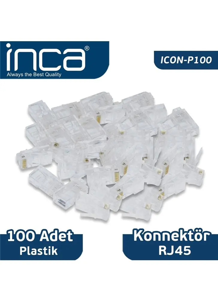 INCA Icon-p100 Cat6 Rj-45 Plastik 100lü  Konnektör 1