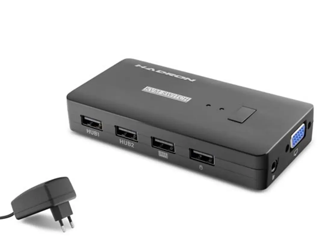 Hadron Hdx1374  2 Port + 4- Usb Vga Kvm Switch  Kablolu Siyah 1