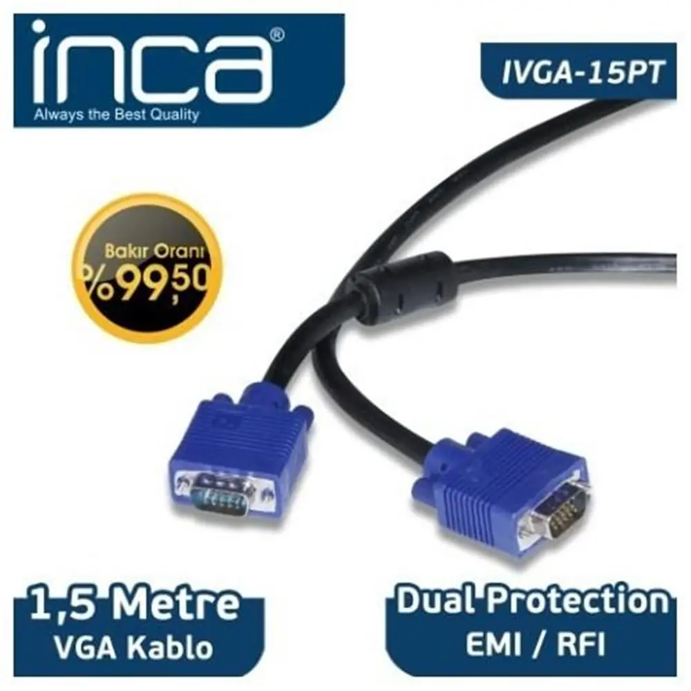 Inca IVGA-15Pt 1,5mt Vga Kablo 1