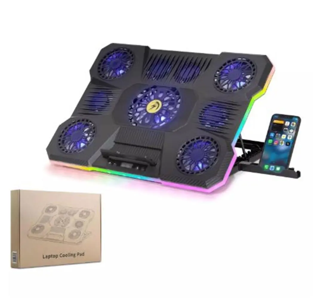 Hadron Dcxa21 Notebook Soğutucu 9-Fan + Telefon Standı 14-18 RGB Siyah 1