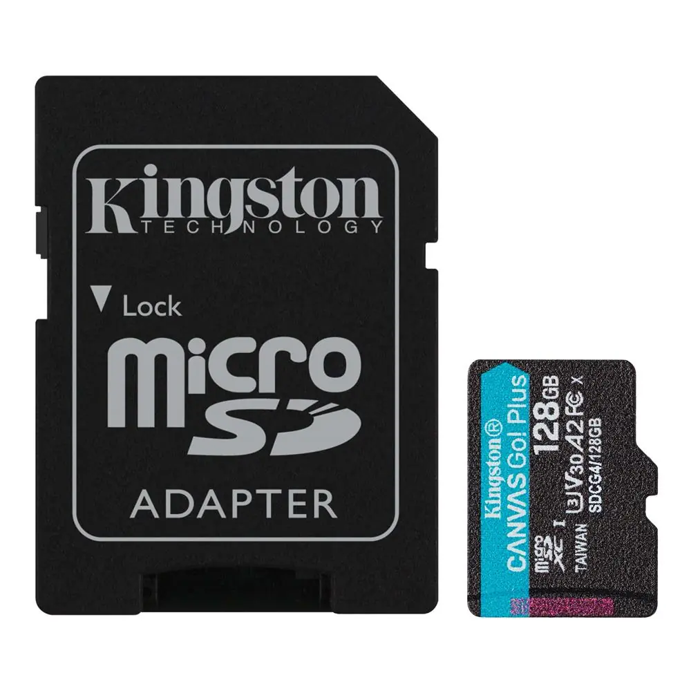 Kingston SDCG4-128GB 128GB microSDXC Canvas Go Plus Gen4 200MB-s A2 U3 V30 Card + ADP Hafıza Kartı 1
