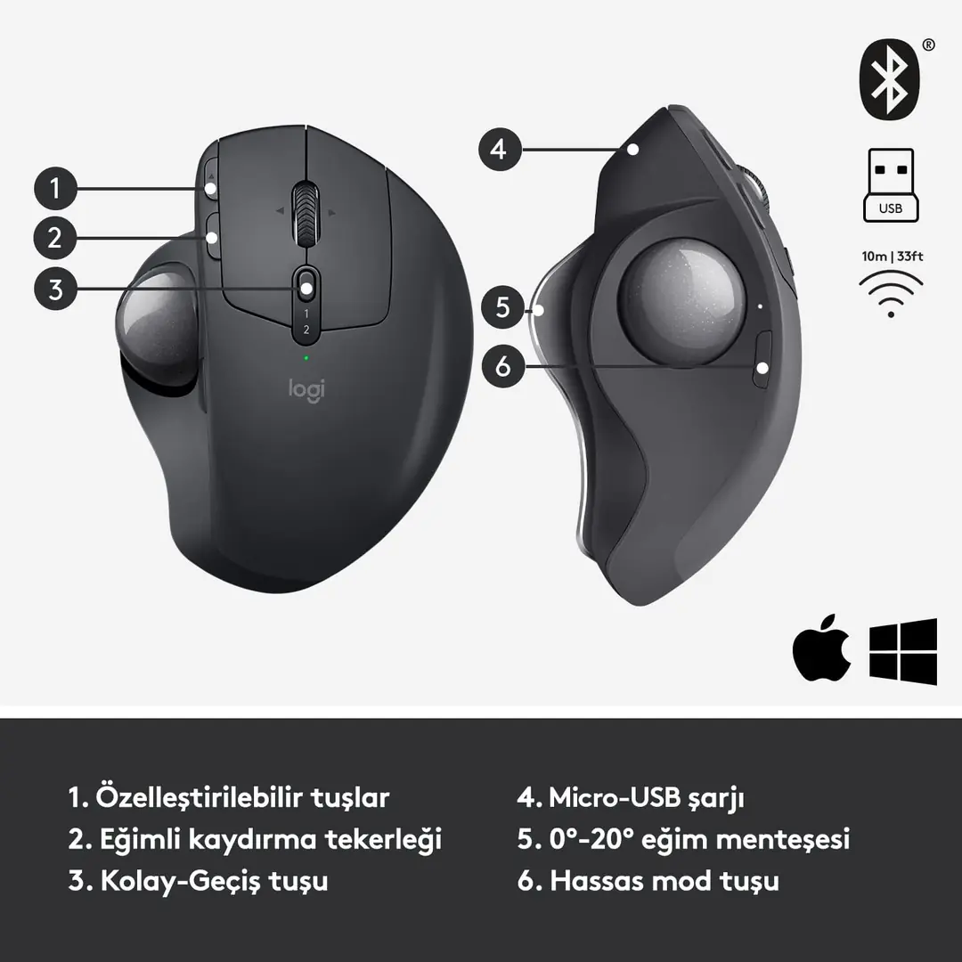 Logitech 910-007260 MX Ergo S Kablosuz Mouse