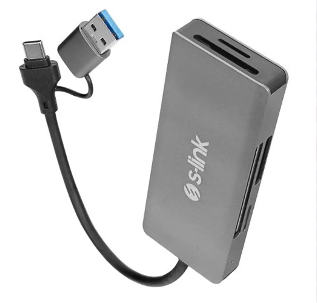 S-link SL-CR51 TypeC ve USB3.0 CF, SD, M2, Micro SD, MS 5 in 1 Metal Kart Okuyucu