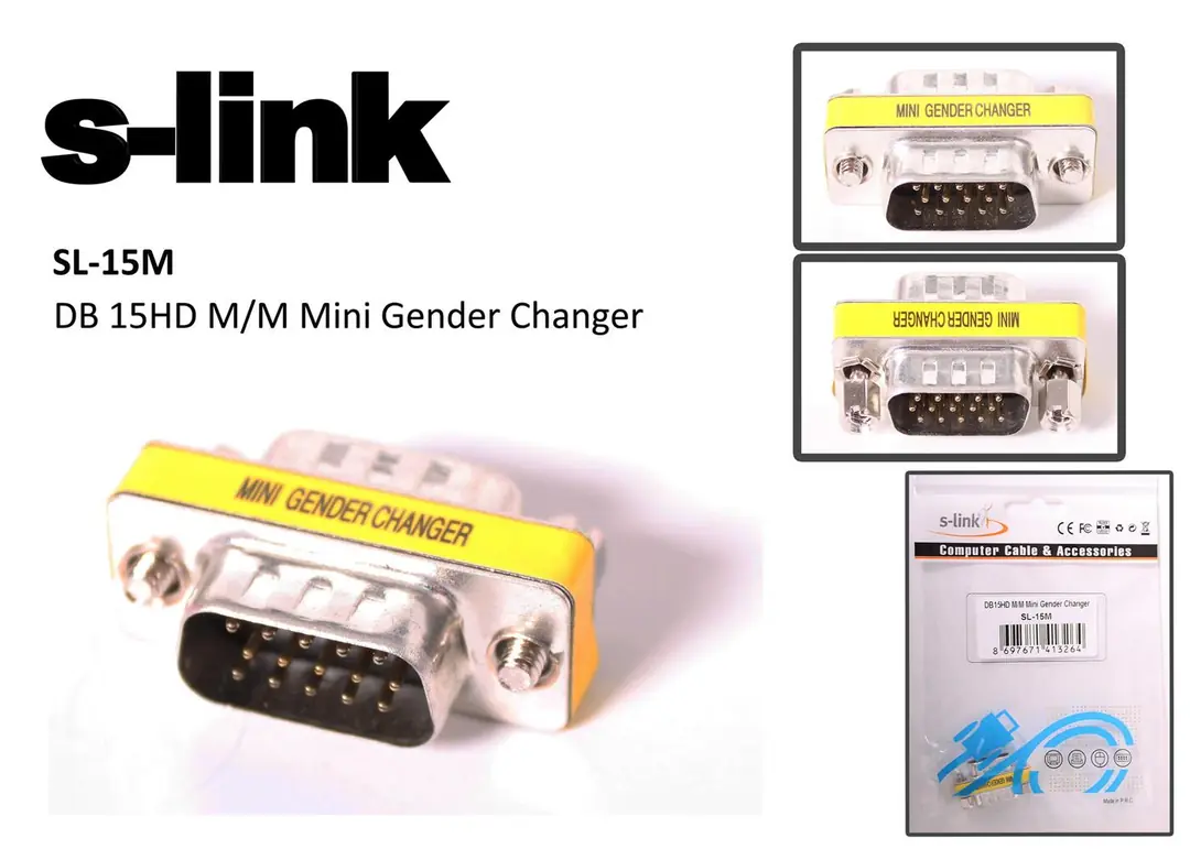 S-link sl-15m Vga erkek-erkek 15pin Dönüştürücü 1