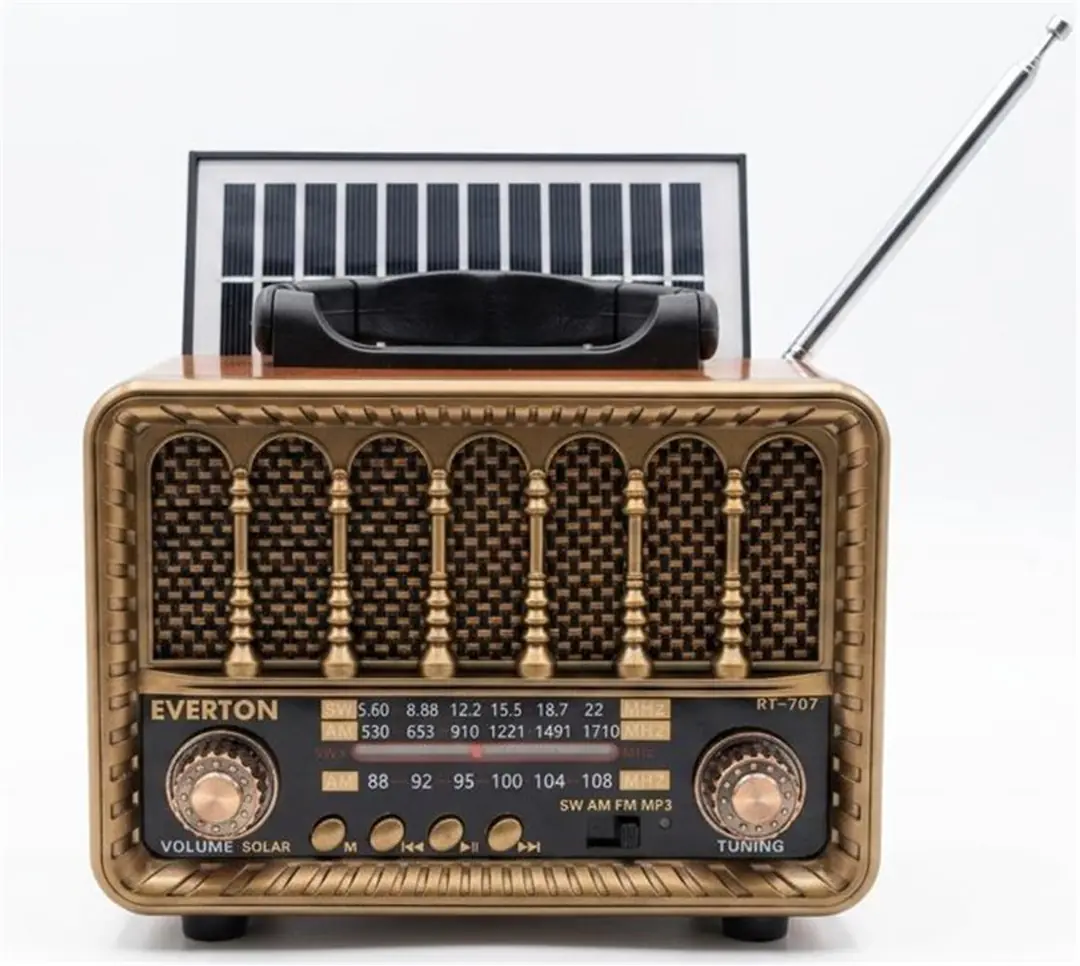 Everton RT-707 Bluetooth-USB-SD-FM Şarjlı  Nostaljik Radyo Solarlı Radyo 1