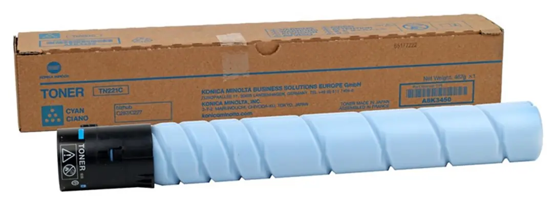 Konica Minolta TN-221C Cyan Mavi Orjinal Fotokopi Toneri Bizhup C227-287-367 21.000 Sayfa 1
