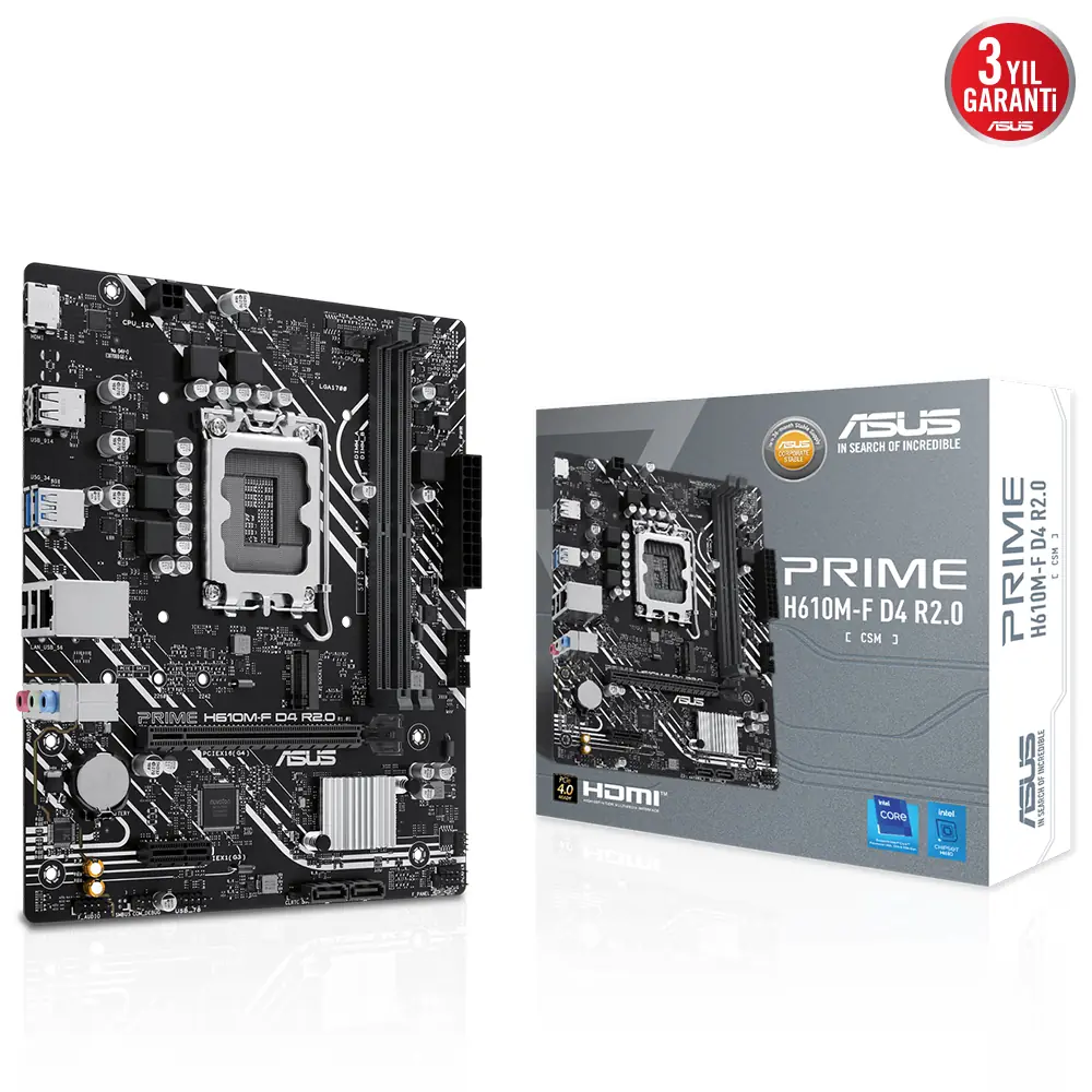 Asus Prime H610M-F D4 R2.0 3200MHz DDR4 Soket 1700 M.2 HDMI mATX Anakart