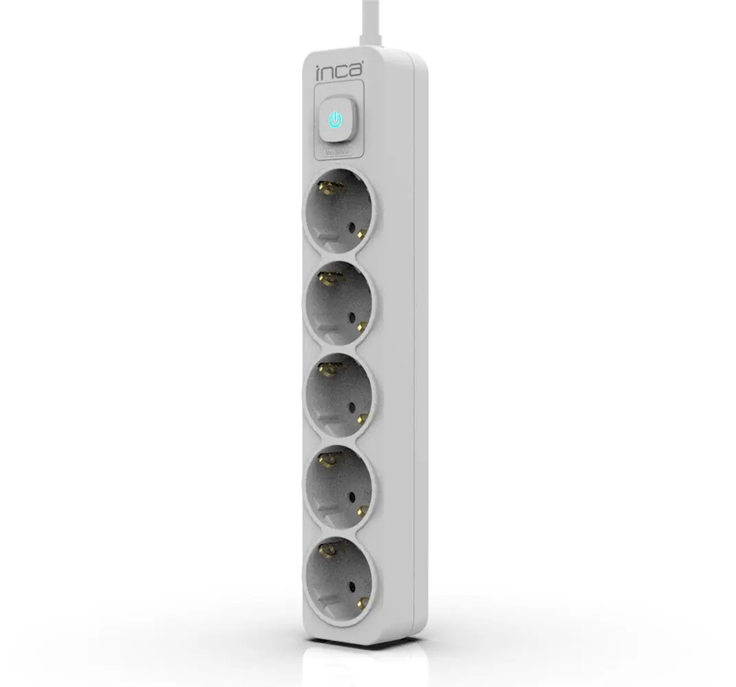 INCA IPW-44GB 5li Akım Korumalı Led Tuşlu Priz 1,5M Beyaz 1