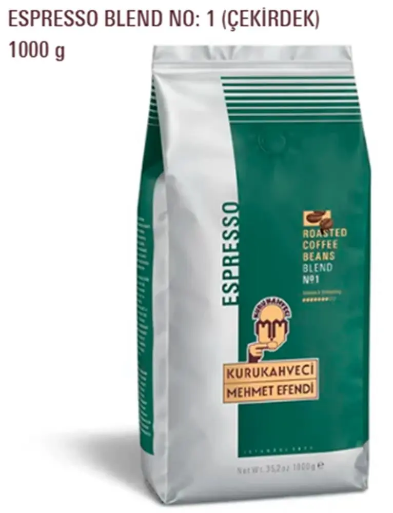 Mehmet Efendi 1000gr CAFFE ESPRESSO Roasted Coffe Blend Çekirdek Kahve No:1 ( WT 35,2 OZ)