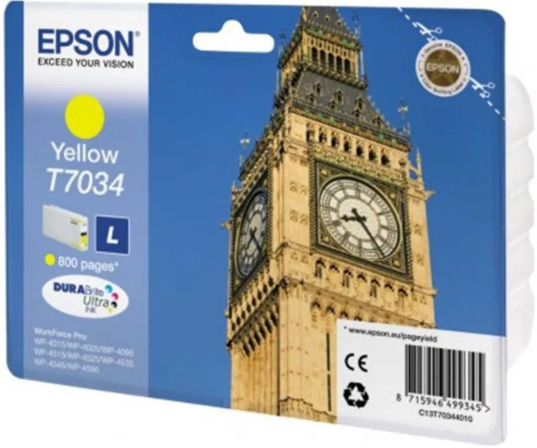 Epson T7034 Yellow Sarı 800 Sayfa Mürekkep Kartuş T70344010 1