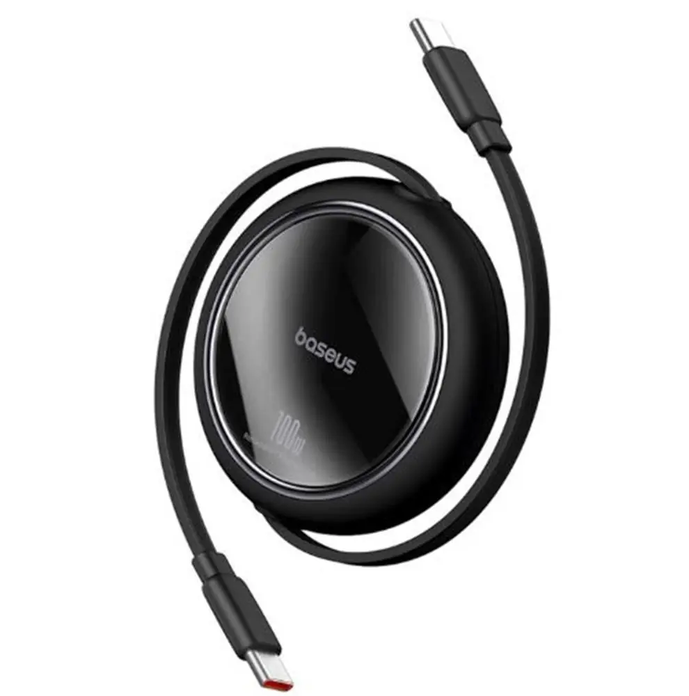 Baseus Free2 Draw Mini Siyah P10364500111-00 1Mt 100w PD Makaralı Type-C to Type-C Şarj Kablosu 1