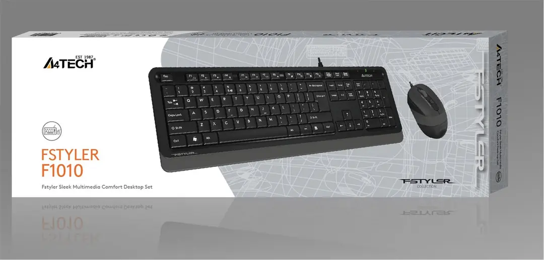 A4 Tech F1010 Q Usb Gri Fn-Mm Klv+Optik Mouse Set 1