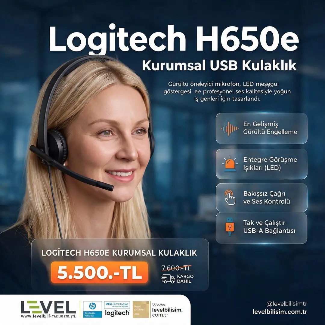 Logitech 981-000519 H650E USB Stereo Kulak Üstü Kulaklık