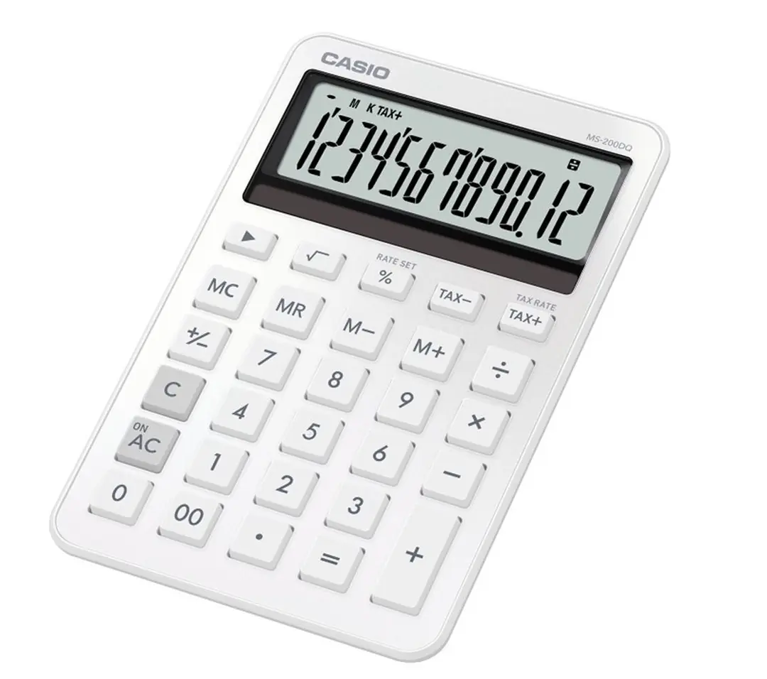 Casio MS-200DQ-WE 12 Hane Beyaz Üstü Hesap Makinesi