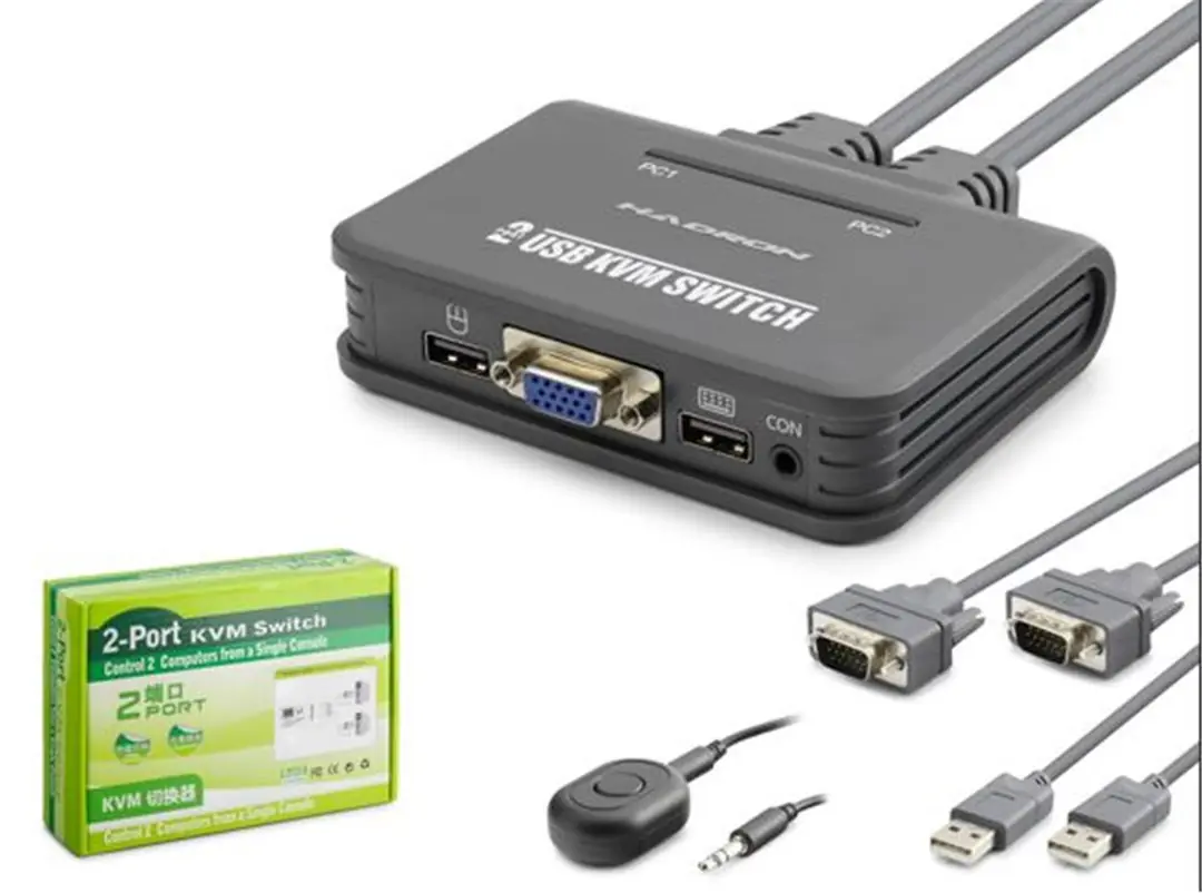 Hadron Hdx1362 Vga Usb Kwm Switch 2Giriş 1Çıkış Kablolu Siyah 1