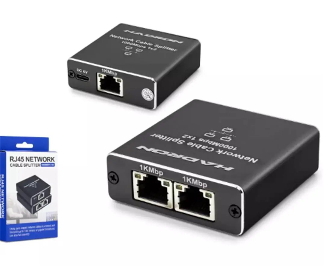 Hadron Hdx1347 100mt Network Splitter Gigabit Rj45 1000Mbps 1-In 2-Out Siyah 1