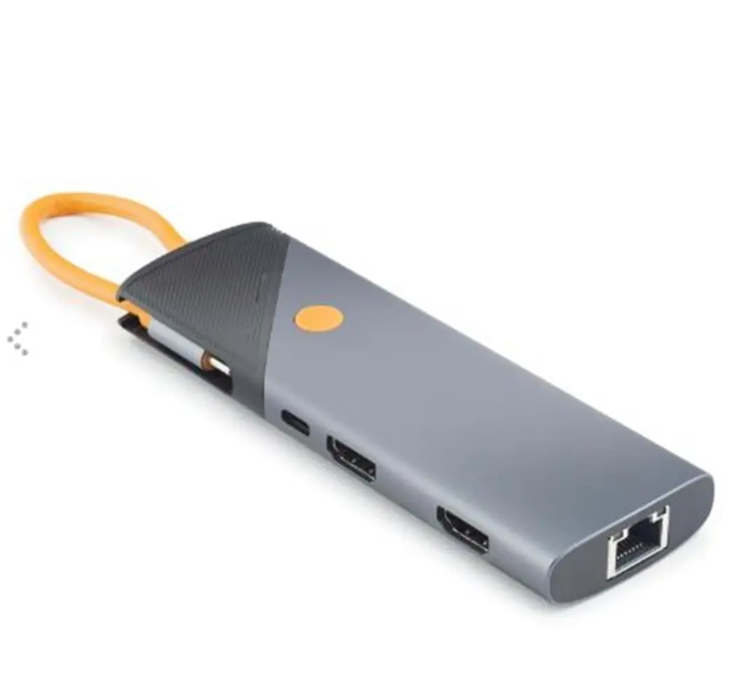 HADRON HDX7879 Type-C Combo Hub PD 100W HDMI 4K 60Hz Gigabit LAN Kart Okuyucu 9 Port 5 Gbps Gri