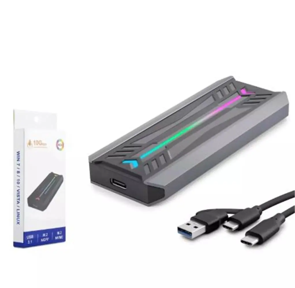 HADRON HDX1775 SSD KUTU TYPE-C3.1 + USB3.0 NVME M2 CHIP RTL9210 SİYAH 1