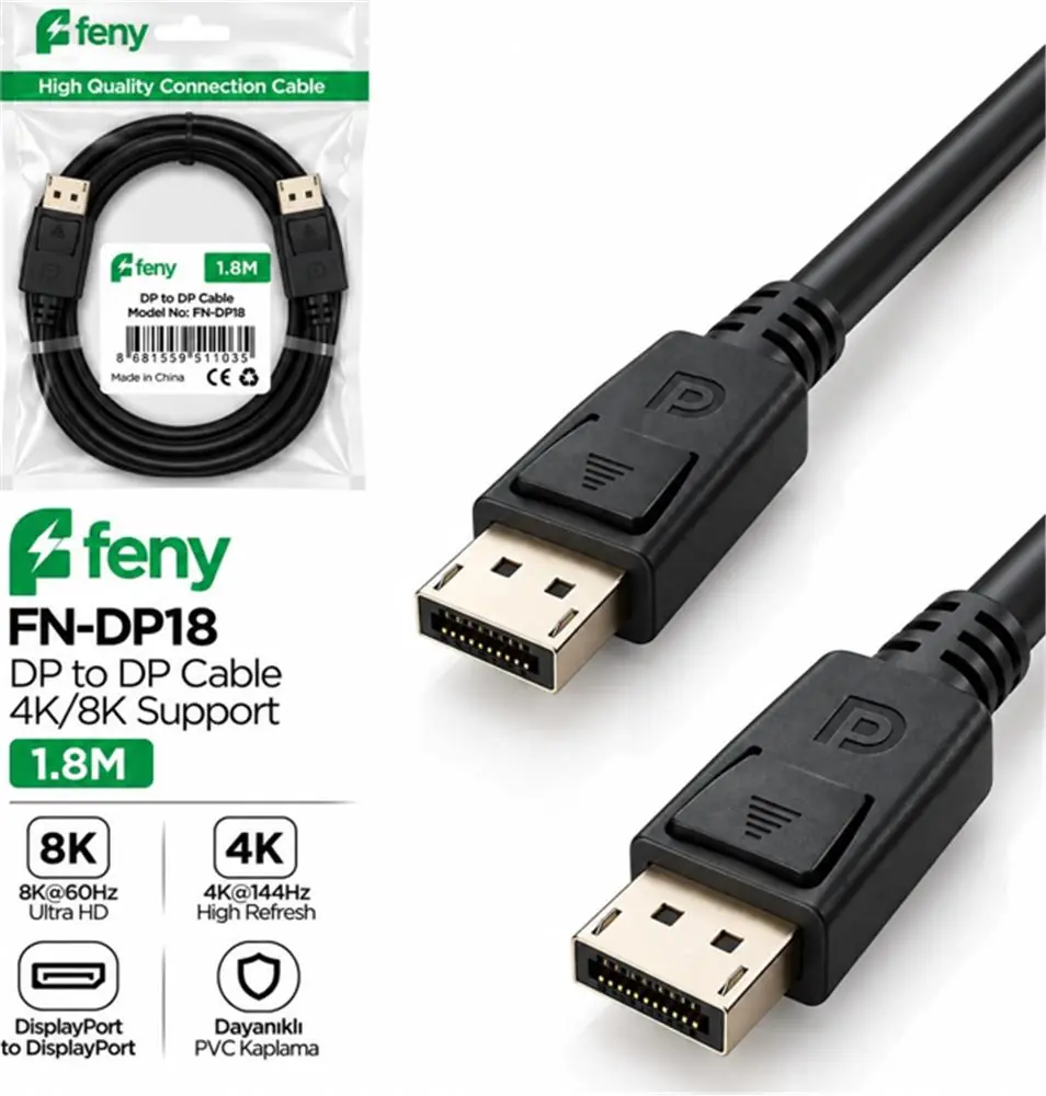 Feny FN-DP18 Display To Display 8k 60Hz - 4k 144hz 1.8mt Kablo