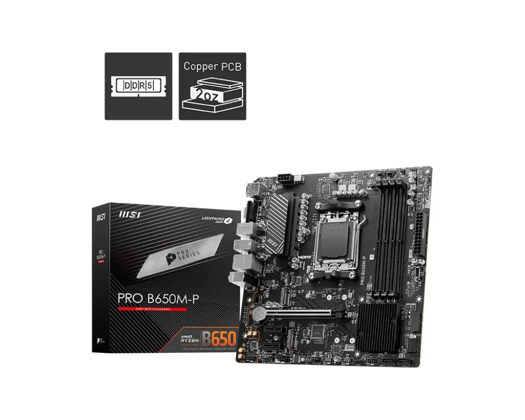 Msı Pro B650M-P 7200MHz (OC) DDR5 Soket AM5 M.2 HDMI DP VGA mATX Anakart