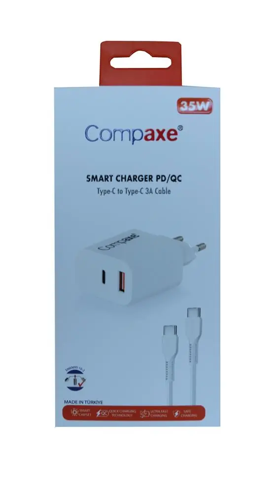 Compaxe CTA-350TT  35W 5V 3A PD-QC+ Type-C To Type-C  Şarj Kablosu