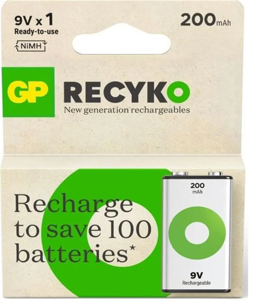 GP 9V 200 mAh Şarjlı Tekli Paket GP20R8HEM-2GB1 1