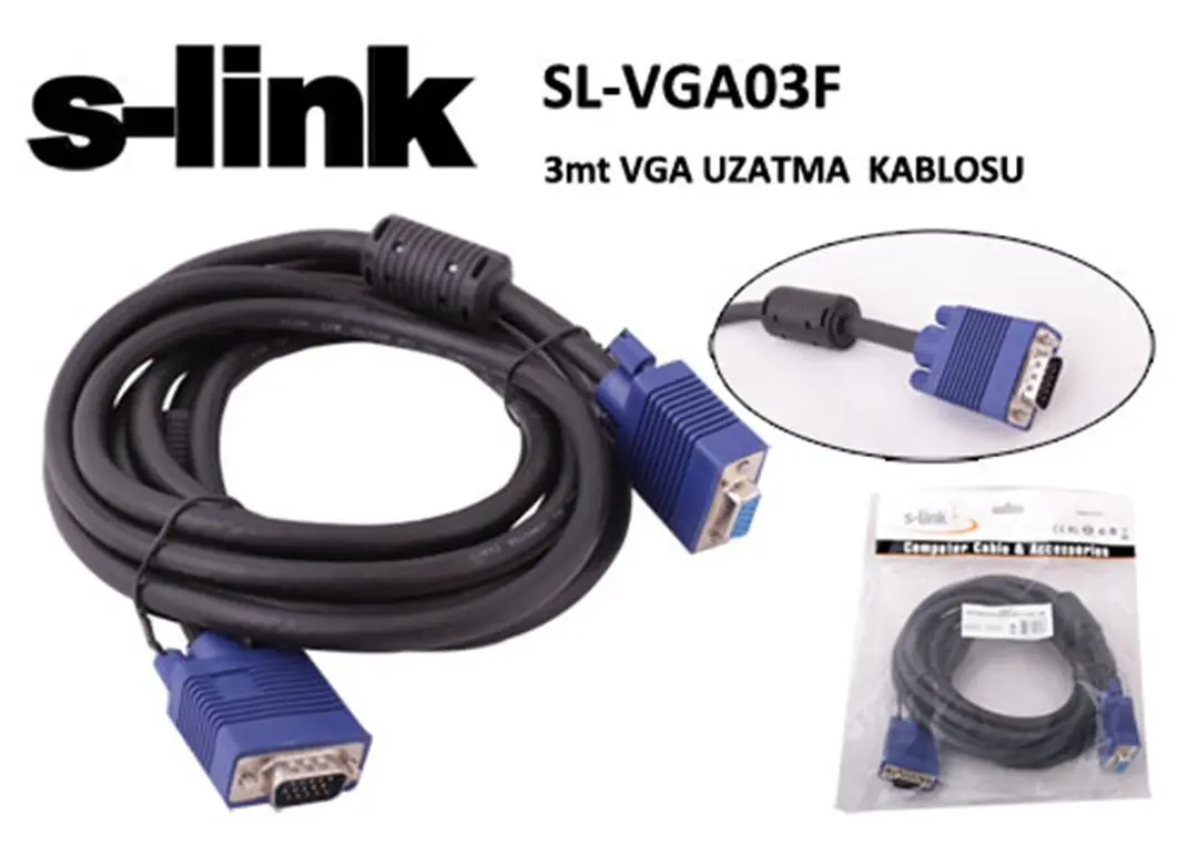 S-link SL-VGA03F 3mt e-d Ekran Kartı Vga Uzatma 1