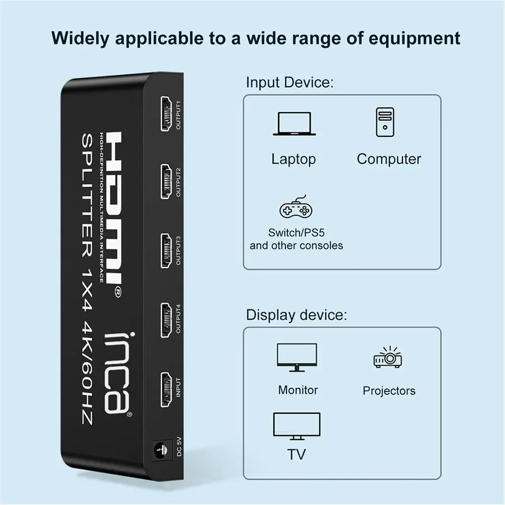 Inca IHSK-460 Hdmı Splitter 1 İn 4Out 4K@60Hz Switch 1
