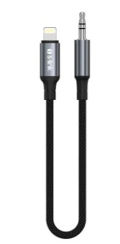 S-link Armor ML-01 1.2m Lightning to M AUX Örgülü Metal Başlıklı Siyah Ses Kablosu 1