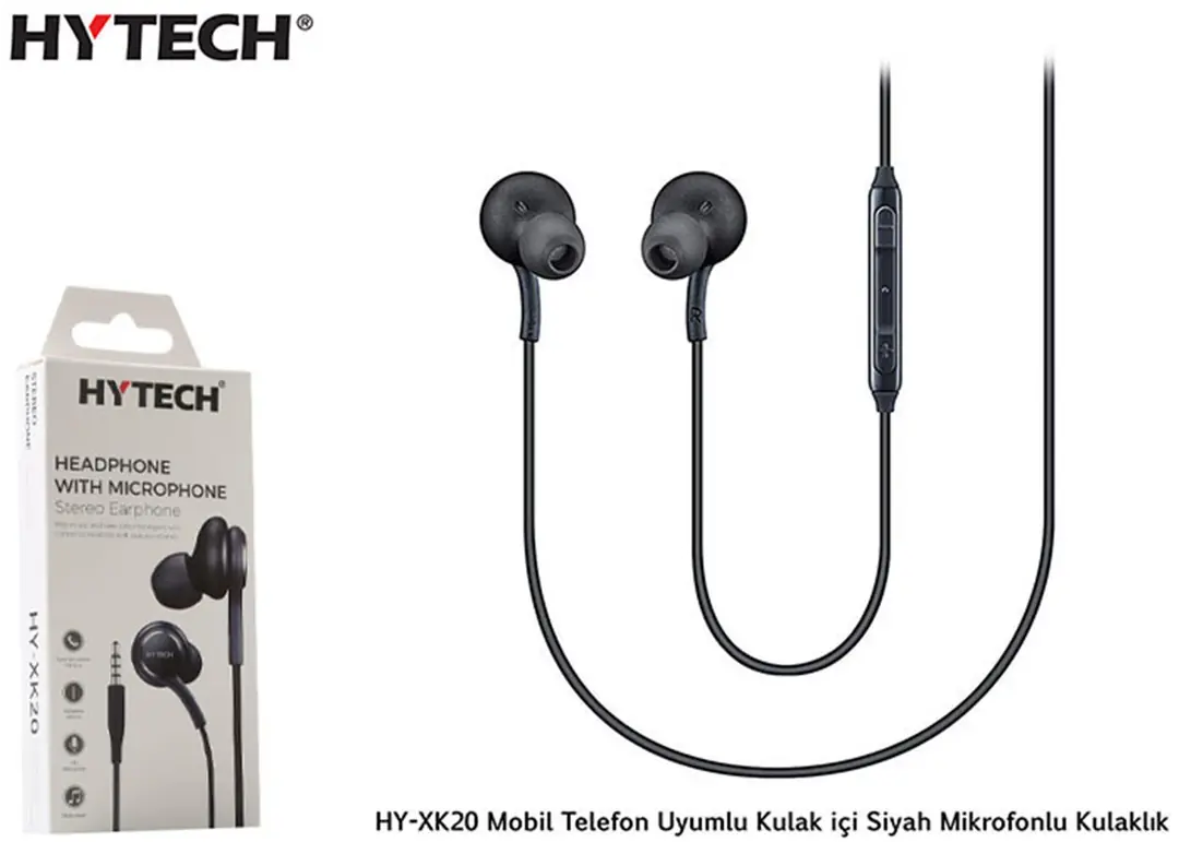 Hytech HY-XK20 Mobil Telefon Uyumlu Kulak içi Siyah kulaklık 1