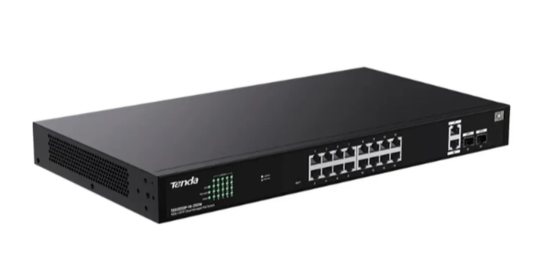 Tenda TEG2220P-16-250W 16 Port 10-100-1000 POE +2 SFP Switch Cloud Yönetilebilir Çelik Kasa Switch 1