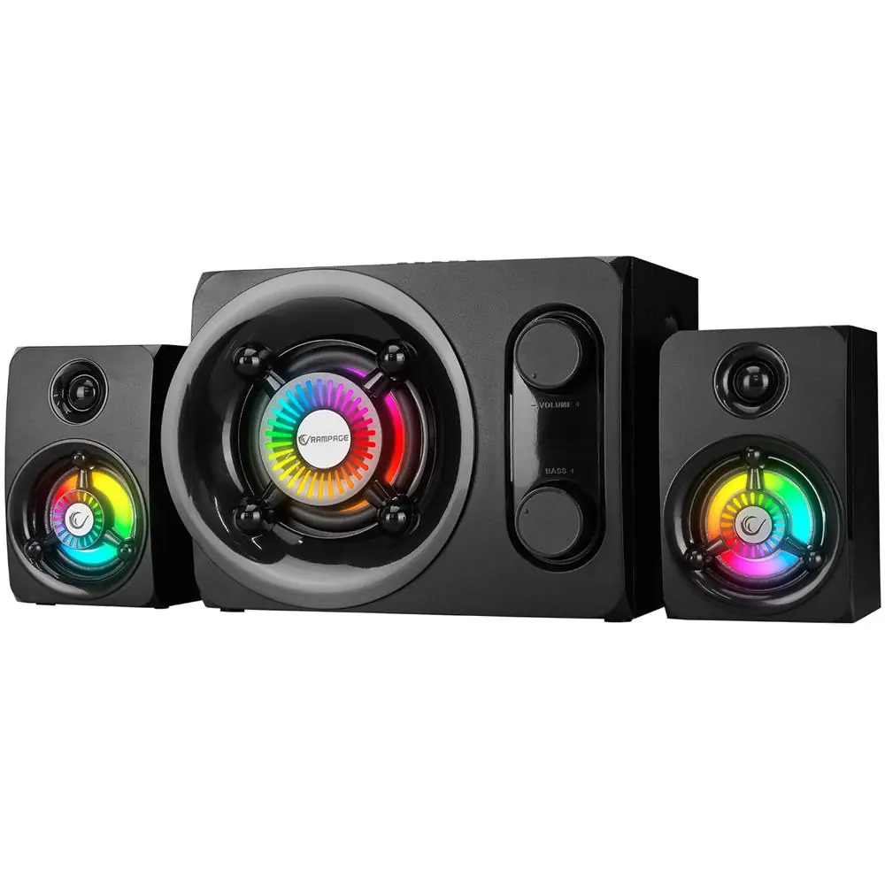 Rampage RMS-G8 Antares 2+1 25W Bluetooth+USB-SD-FM Rainbow Siyah Led Işıklı Gaming Speaker Hoparlör 1