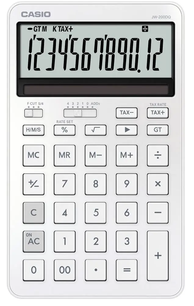 Casio JW-200DQ-WE 12 Hane İpeksi Beyaz Masa Üstü Hesap Makinesi