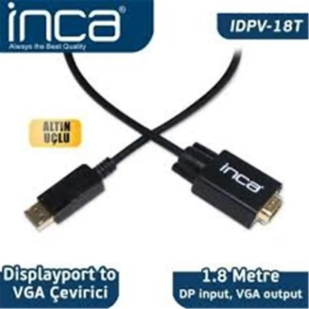 Inca IDPV-18T Displayport To Vga Kablo 1.8mt 1