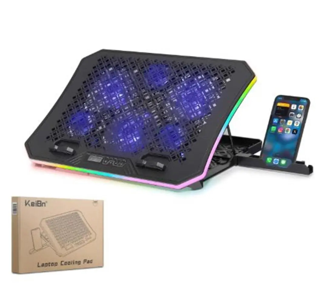 Hadron Dcxaa8 Notebook Soğutucu 6-Fan + Telefon Standı 14-18 RGB Siyah 1