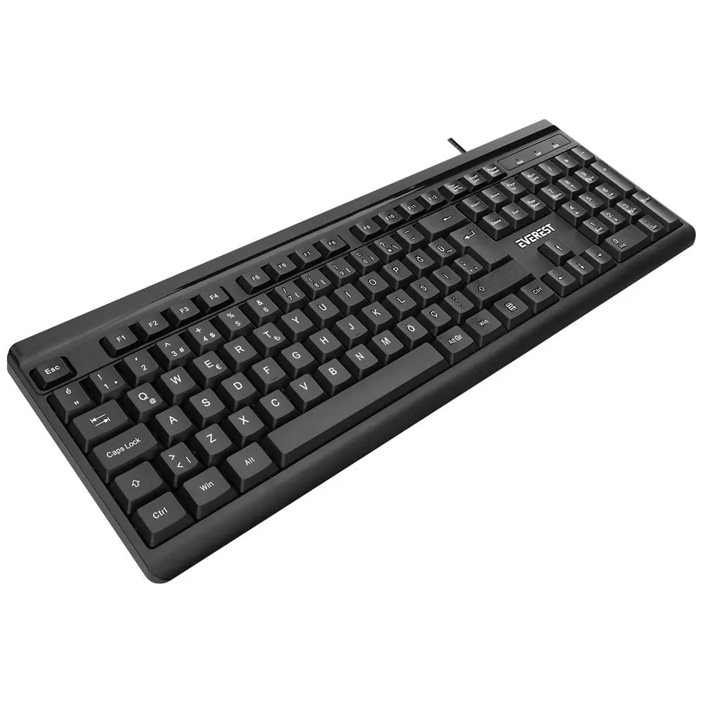 Everest KB-741Q  Siyah-Gri USB 2 Metre Bakır Kablolu Usb Q Klavye 1