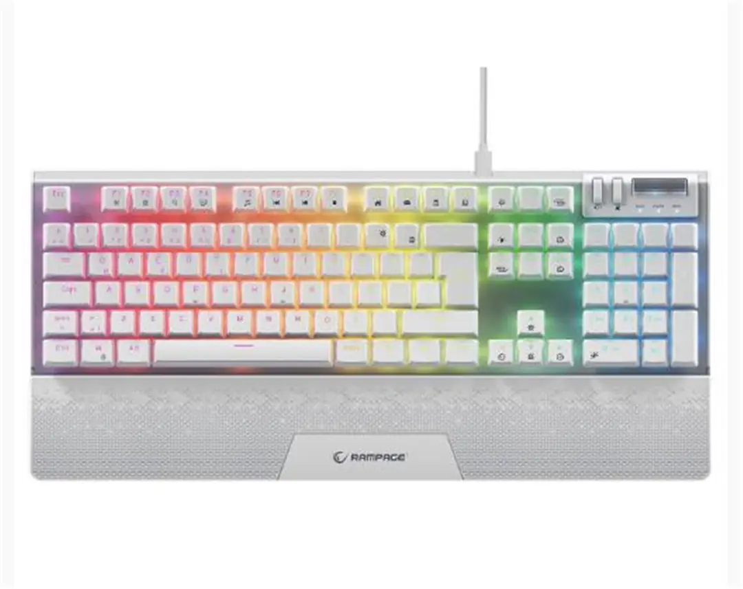 Rampage Carbon Beyaz RGB Q Gaming Oyuncu Klavye Bilek Destekli Red Switch