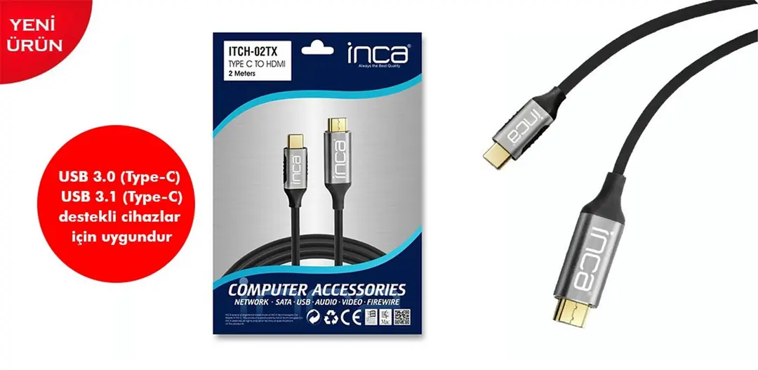 Itch-02tx Type C To Hdmı 4k Altın Uçlu Kablo 2 metre 1