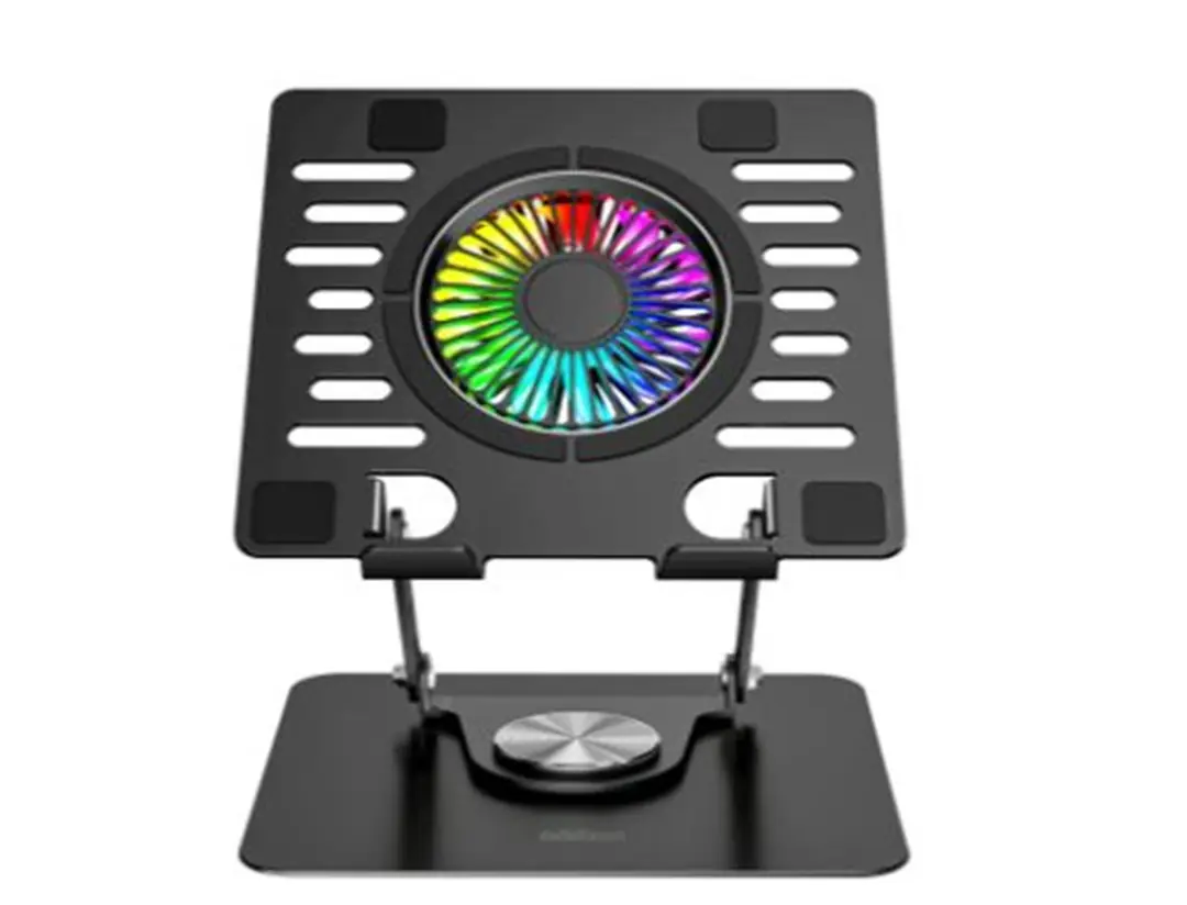 Addison AD-RC36 Steely 360 Derece Dönebilen Fanlı RGB Işıklı Ayarlanabilir Siyah Metal Laptop Stand 1