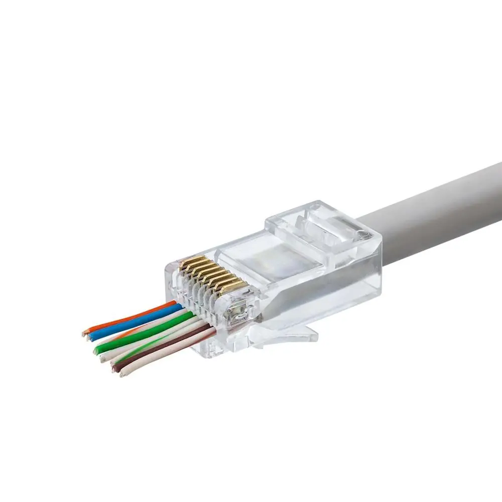 Hadron Hdx5030 100lü Cat6 Konnektör Ez Rj45 Paket Şeffaf Yeni Nesil Delikli 1