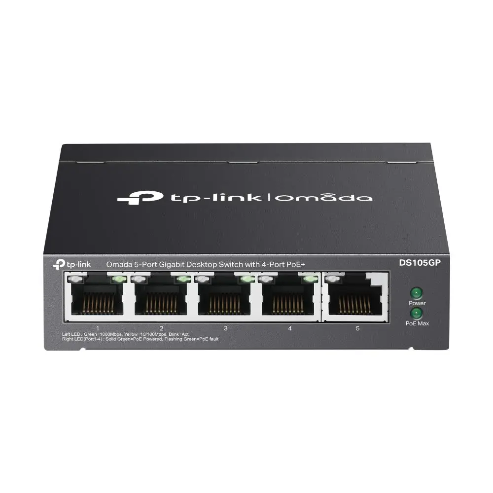 Omada Tp-Link DS105GP 5 Port 10-100-1000 Poe+ Switch Çelik Kasa Rack Mount 1