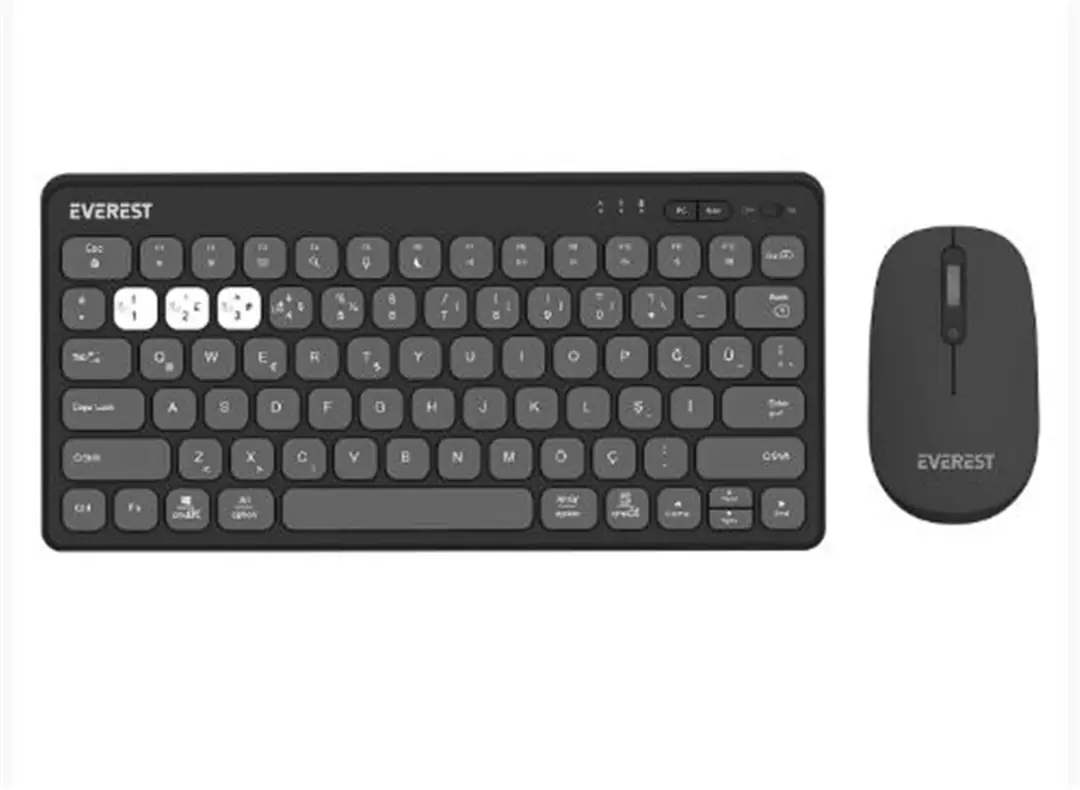 Everest LUMI KM-BT903 Gri 3in1 3 BT + 2.4 1600dpi  Q 4 Cihaz Bağlantılı Kablosuz Klavye + Mouse Set 1
