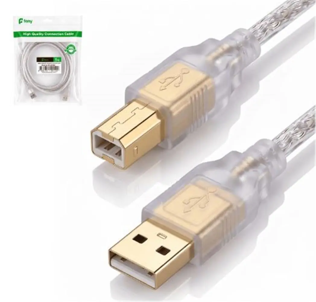 Feny FN-U3015 USB2.0 AM-BM Şeffaf 100 yüzde  Bakır Pri·nter Yazıcı Kablosu 1.5M