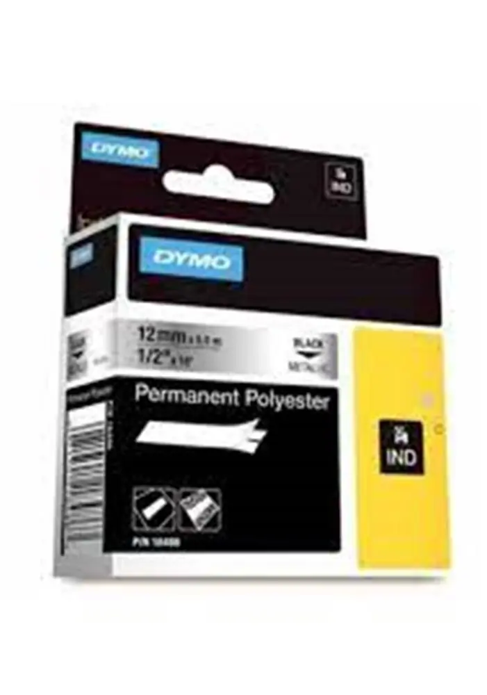 Dymo 18508DMO RhinoPRO SabitPolyester Şerit 9mmx5,5m Şeffaf-Siyah 1