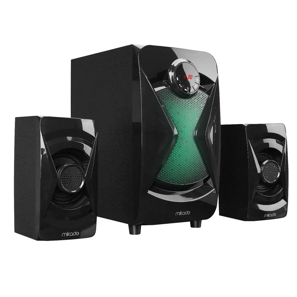 Mikado MD-370BT 2+1 38W Siyah BT-AUX-USB-FM-LED Işıklı Multimedia Speaker 1
