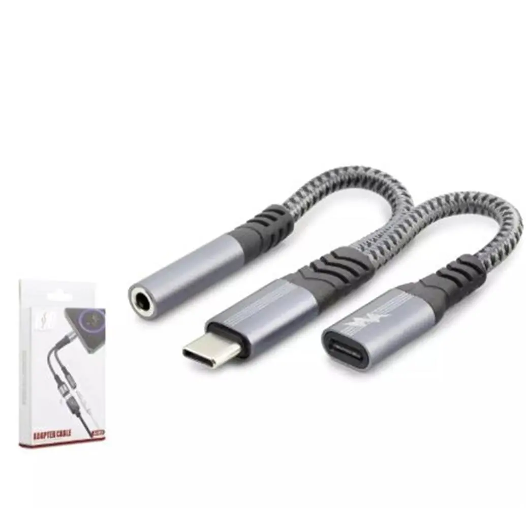 Hadron Gj-018 Type-C To 3.5Mm + Type-C F Kablo Car Şarj 100W Siyah 1
