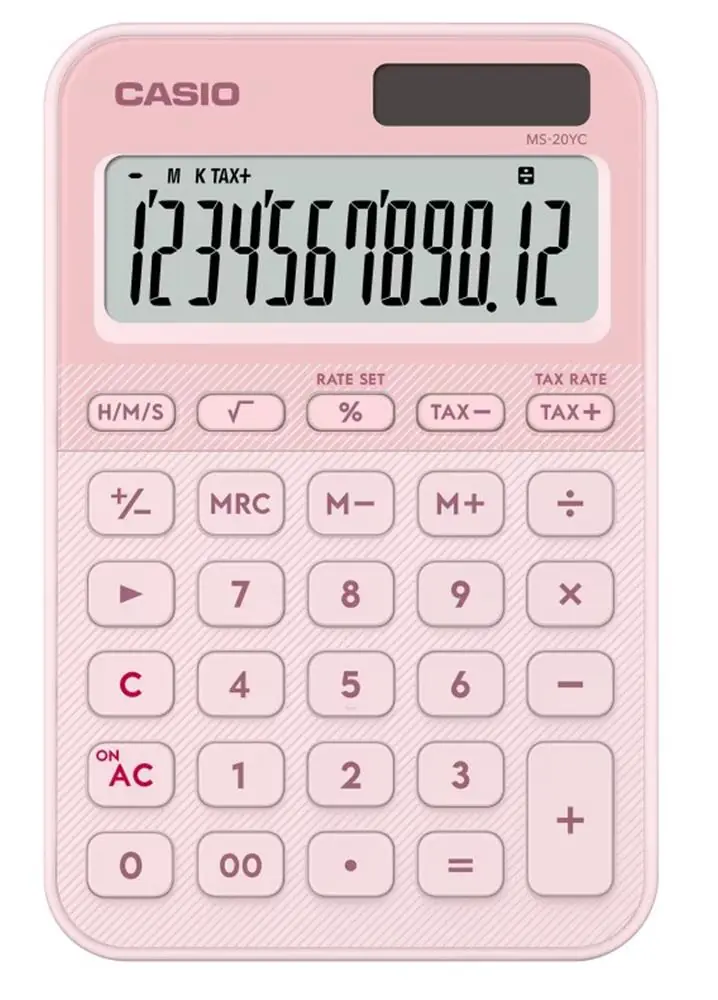 Casio MS-20YC-LP 12 Hane Açık Pembe Masa Üstü Hesap Makinesi