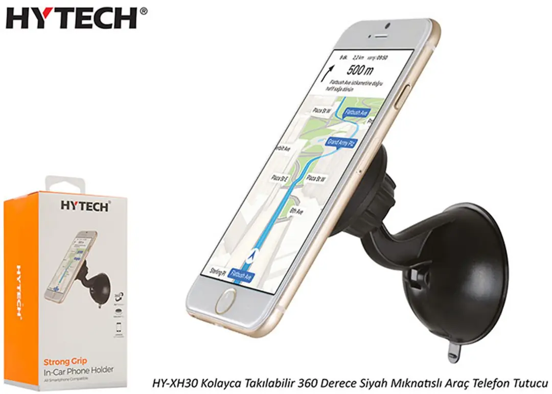 Hytech HY-XH30 Kolayca Takılabilir 360 Derece Siyah Mıknatıslı Telefon Tutucu 1
