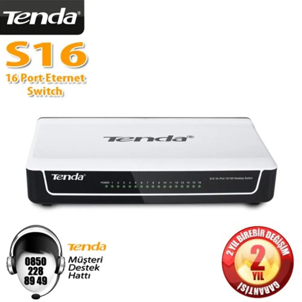 Tenda S16 16 Port 10-100 Mbps Switch Plastik Kasa 1