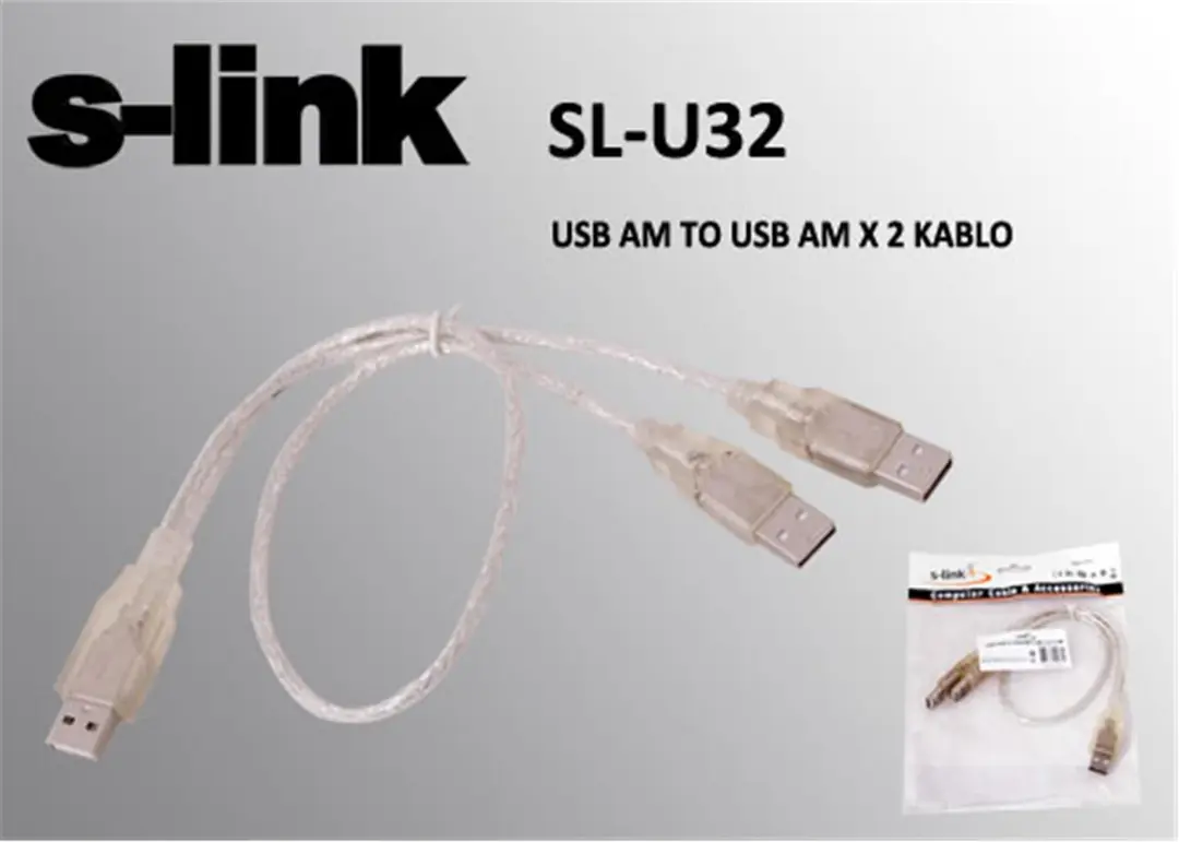 S-link SL-U32 Usb 2.0 Usb Erkek To 2x Usb Erkek 0.60cm Kablo 1